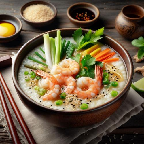 Cháo tôm và bông bí