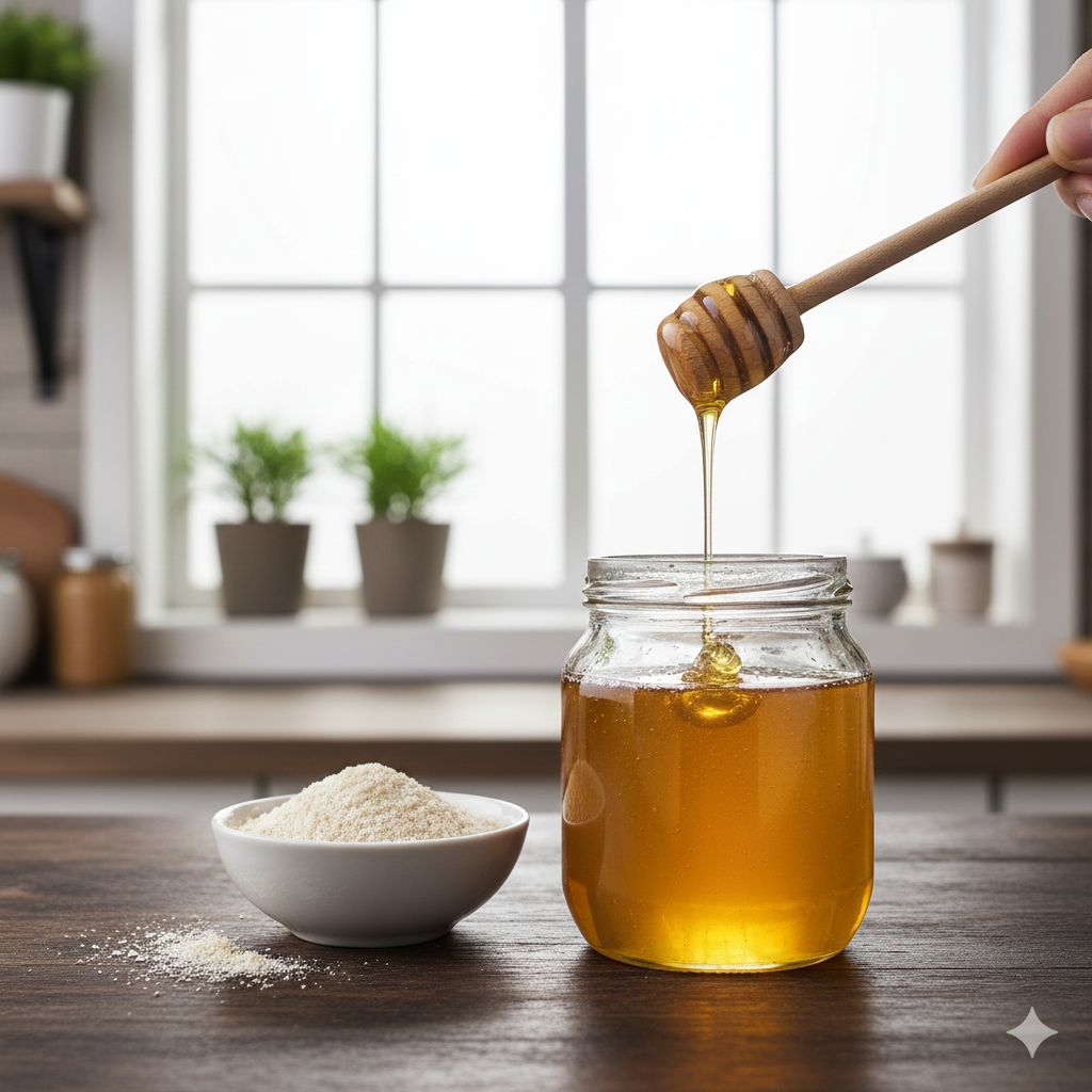 Tẩy tế bào chết dịu nhẹ với mật ong và bột yến mạch