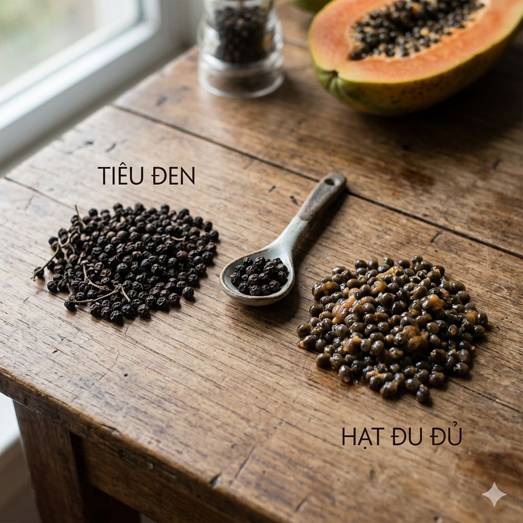 1. Pha tạp chất từ hạt đu đủ