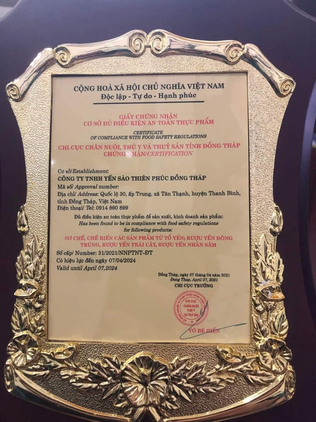 Giấy chứng nhận cơ sở đủ điều kiện ATTP