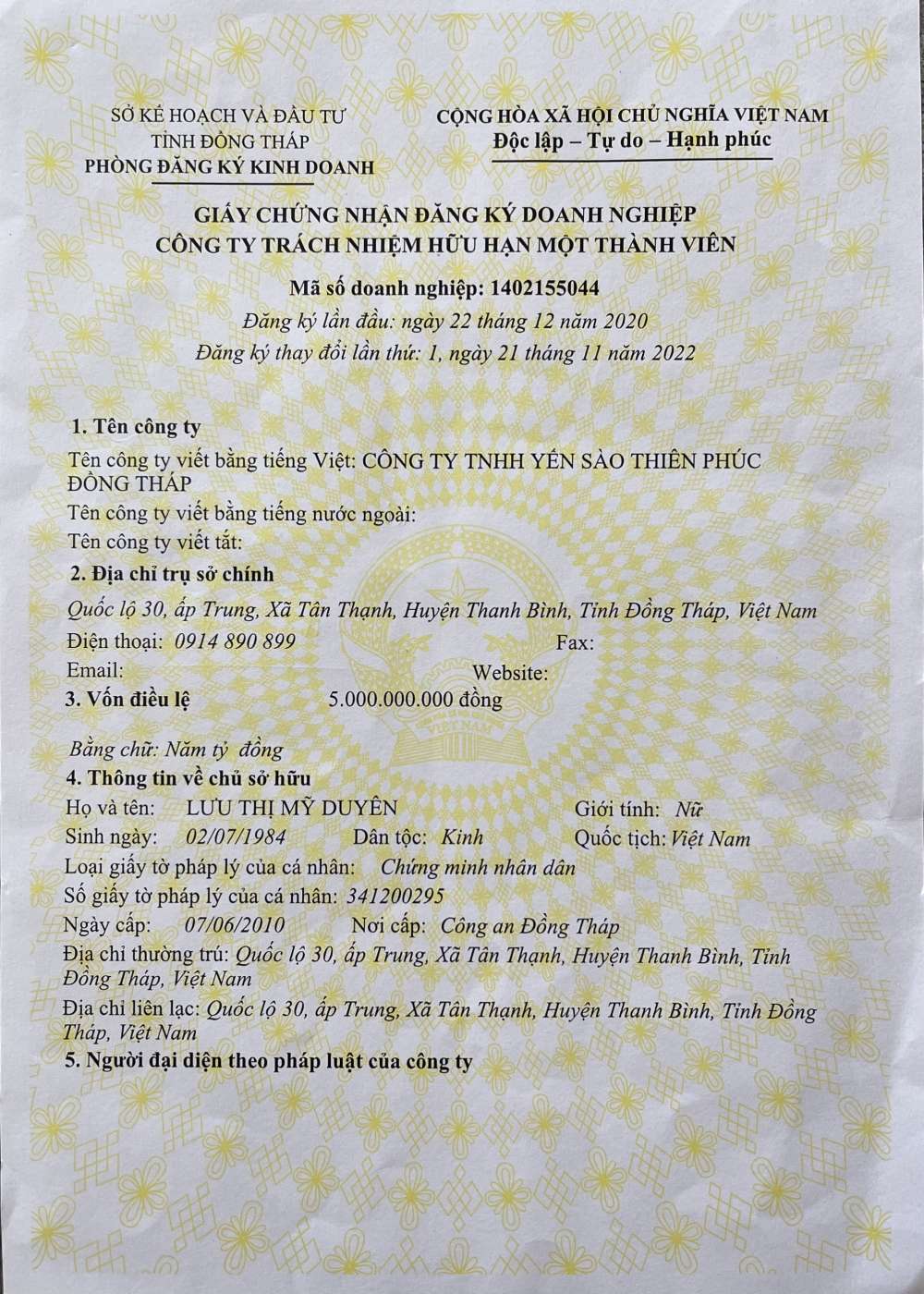 Giấy chứng nhận đăng ký doanh nghiệp