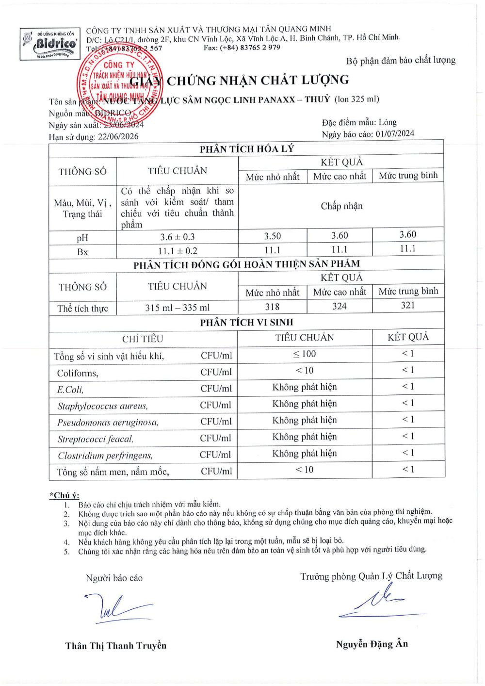 Giấy chứng nhận chất lượng