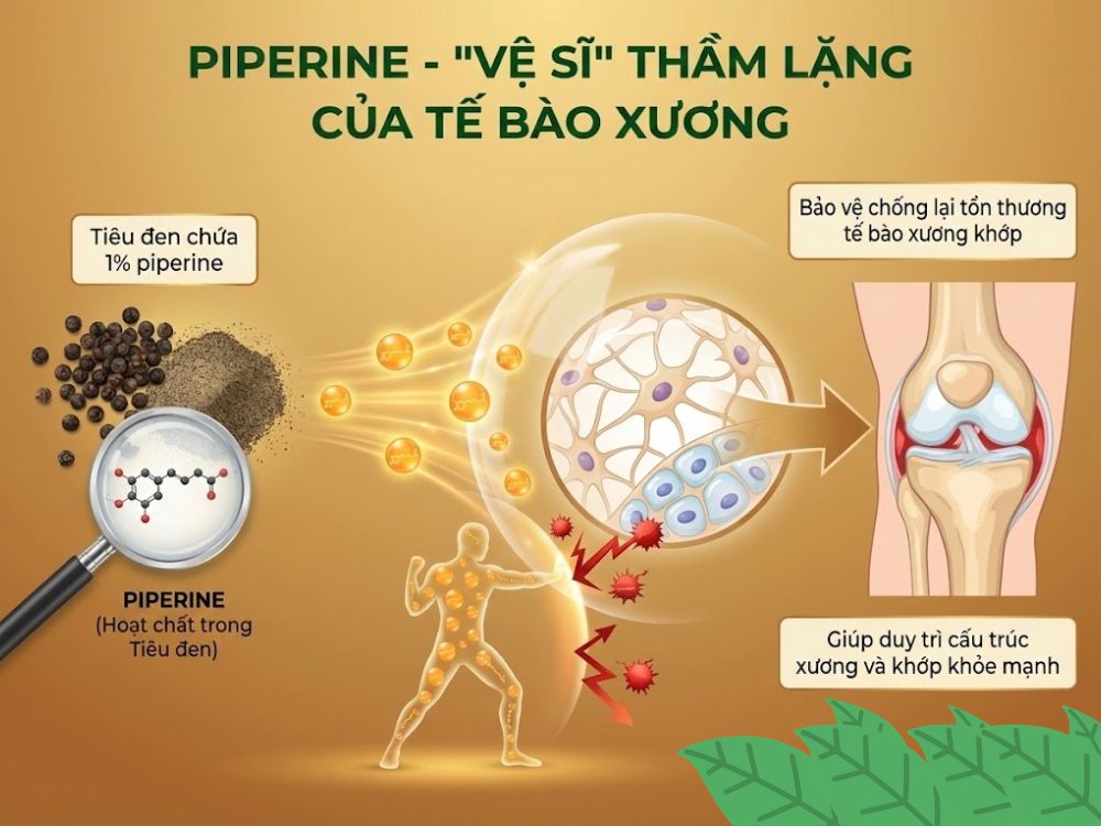 Piperine - "Vệ sĩ" thầm lặng của tế bào xương