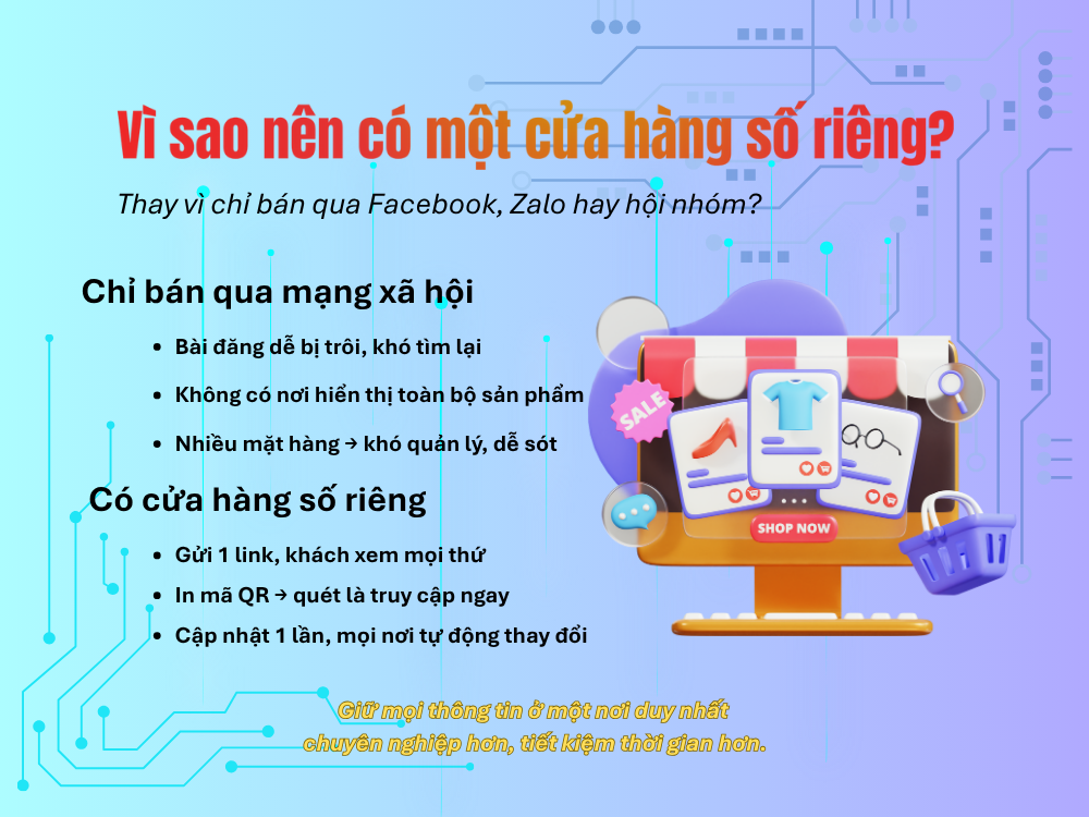 1. Vì sao nên có một “cửa hàng số” riêng, thay vì chỉ bán qua mạng xã hội?