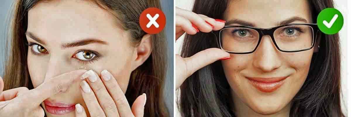 Không nên đeo kính áp tròng