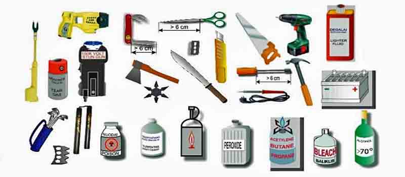 4. Hành lý nguy hiểm bị cấm xách tay lên máy bay (có thể để trong hành lý ký gửi)