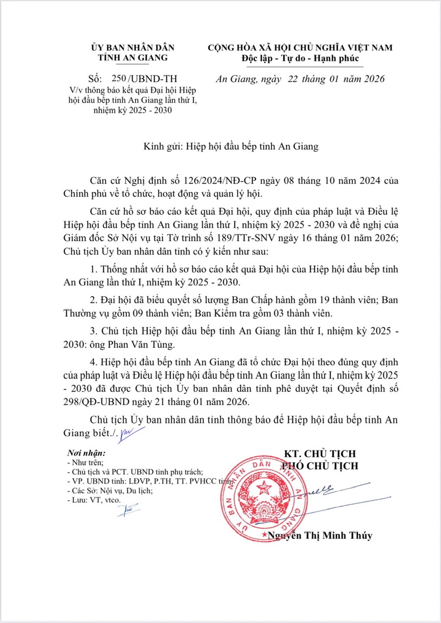 Thông báo kết quả Đại hội