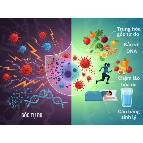 Chống oxy hóa – bảo vệ tế bào trước gốc tự do