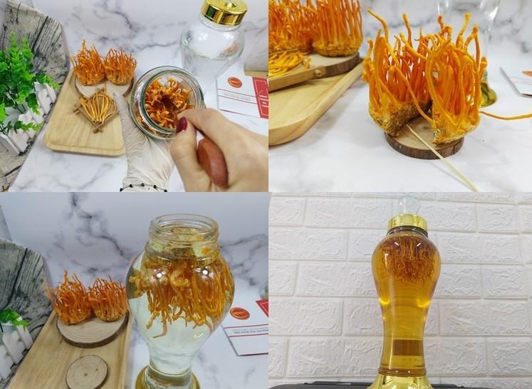 Ngâm rượu với đông trùng hạ thảo