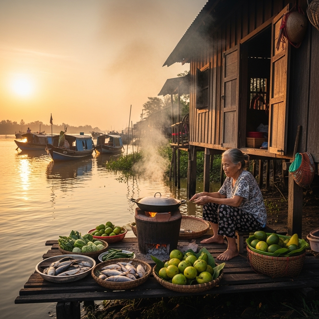 Từ Bếp Ven Sông Đến Chợ Rạch Giá – Nơi Bắt Đầu Hương Vị Miền Tây