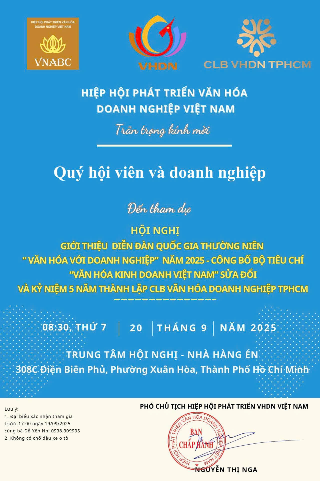 Ban tổ chức kính gửi đến các quý khách mời