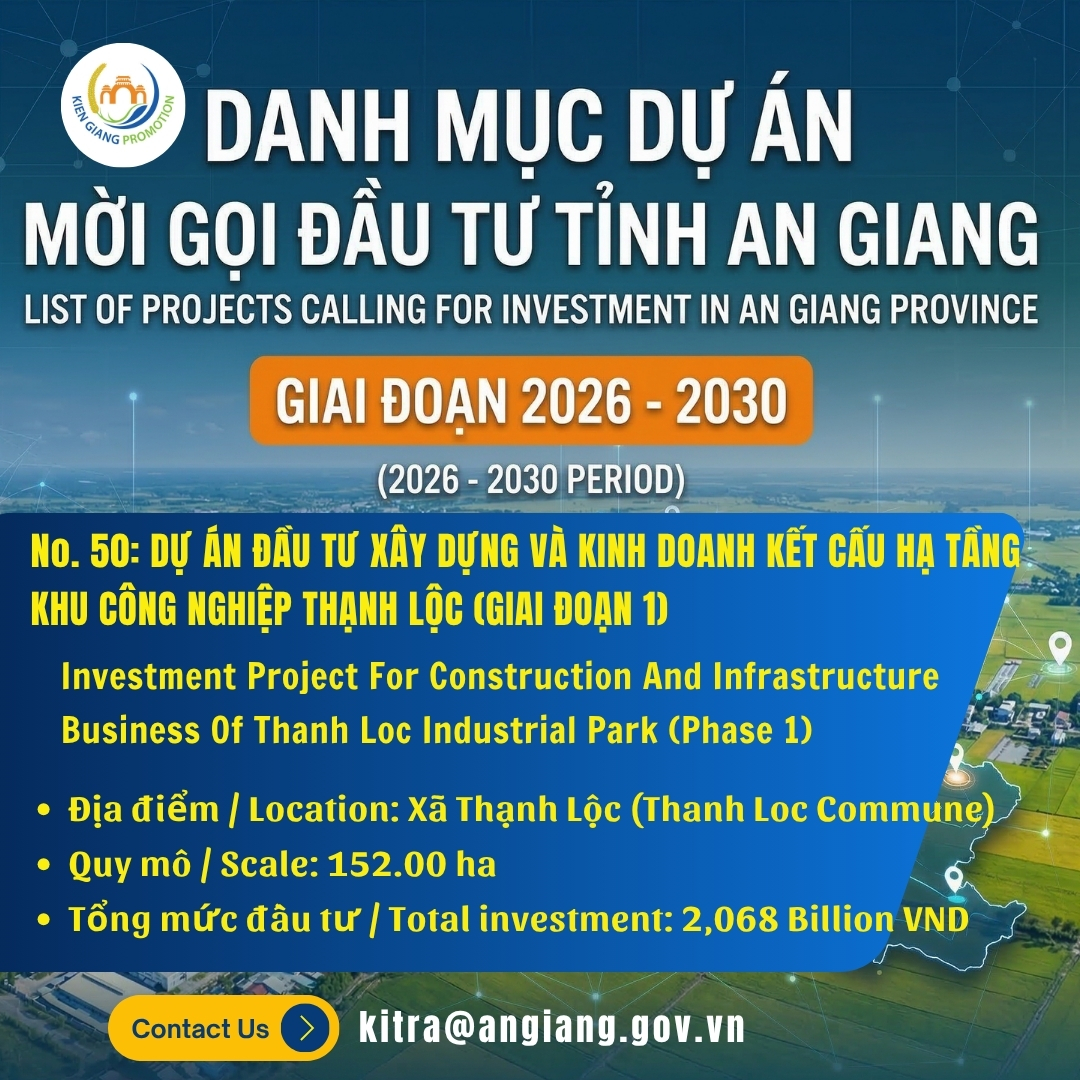 No. 50: Dự Án Đầu Tư Xây Dựng Và Kinh Doanh Kết Cấu Hạ Tầng Khu Công Nghiệp Thạnh Lộc (Giai Đoạn 1)