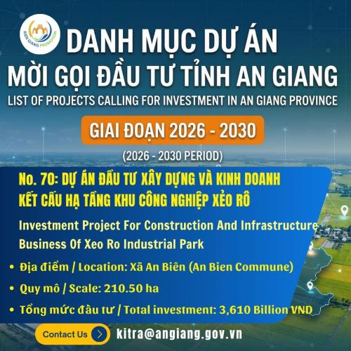 No. 70: Dự Án Đầu Tư Xây Dựng Và Kinh Doanh Kết Cấu Hạ Tầng Khu Công Nghiệp Xẻo Rô
