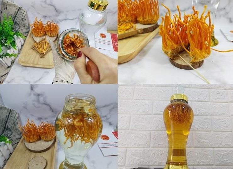 Dùng đông trùng tươi ngâm rượu
