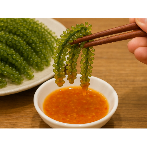 4. Rong nho chấm nước sốt đặc biệt