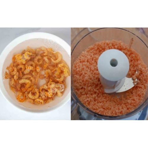 Bước 2: Sơ chế và xay tôm
