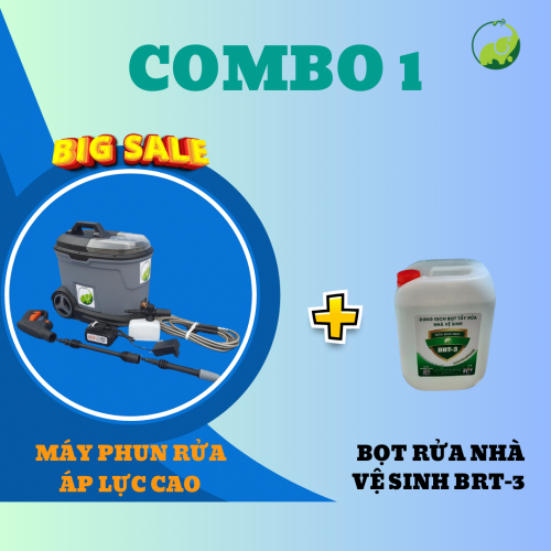 Combo 1: Máy Phun Rửa & Bọt Rửa Nhà Vệ Sinh BRT-3